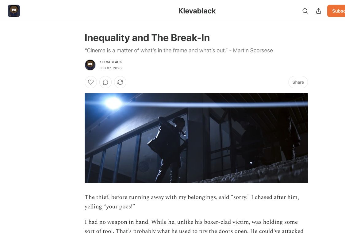 Screenshot of Klevablack's Inequality and The Break-In article